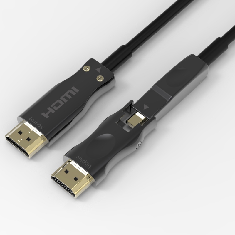 최우수가격 HDMI 2.0 A - D 형 소스 엔 드 는 AOC 광케이블 을 탈 부착 할 수 있 고 15m 길이 입 니 다.
